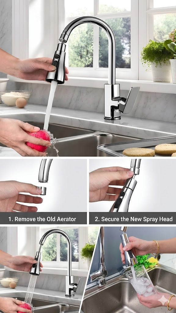 Flow360™ Rotating Faucet Extender – Splash Control Tap Extender