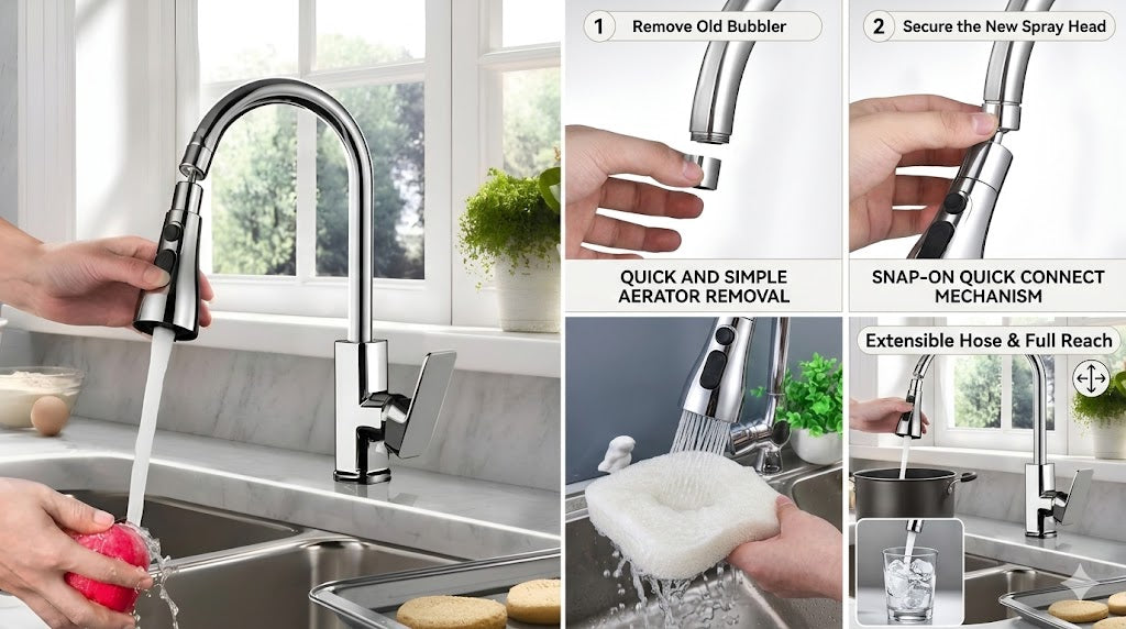 Flow360™ Rotating Faucet Extender – Splash Control Tap Extender
