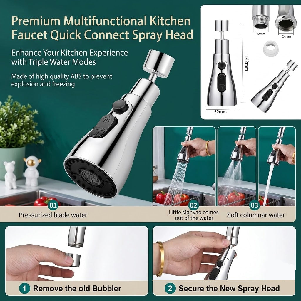 Flow360™ Rotating Faucet Extender – Splash Control Tap Extender